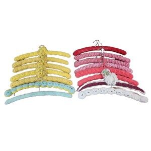 Lot of 15 Vintage Knitted and Crocheted  Wooden Yarn Covered Clothes Hangers